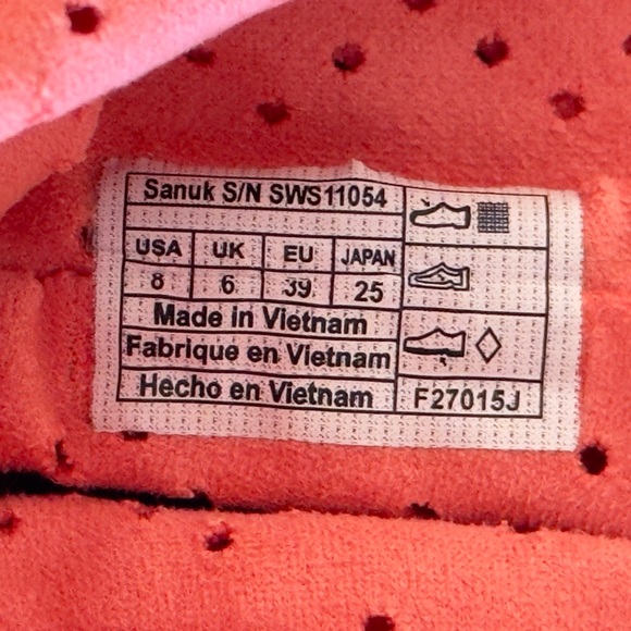 SANUK Stretchy Coral Peach Orange Leather Sling Yoga Sandals Comfy Summer Shoes - Picture 14 of 15